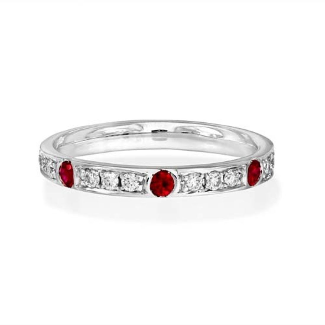 Ruby & Diamond Half Eternity Ring - Andrew Smith Jewellers