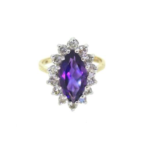 Amethyst & Diamond Cluster Ring