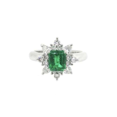 Platinum Emerald & Diamond Ring