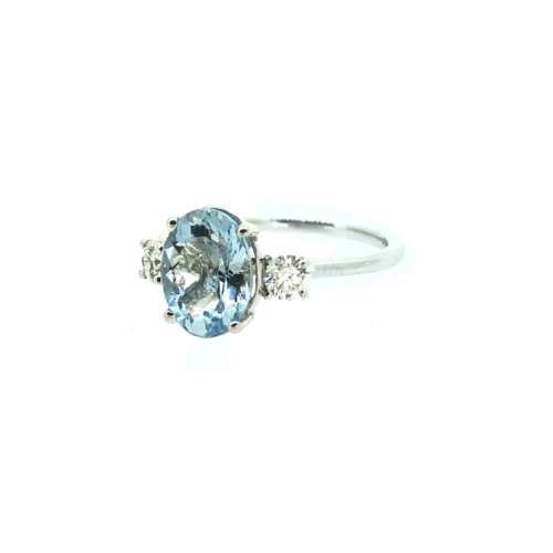 Aquamarine & Diamond Ring