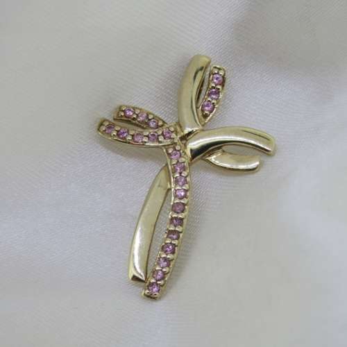 Pink Sapphire Gold Cross