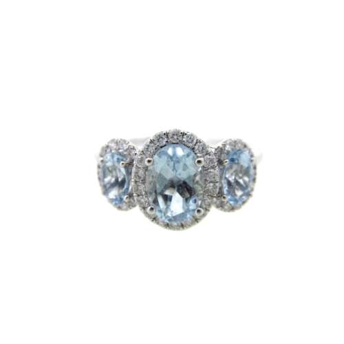 Aquamarine Three Stone Ring