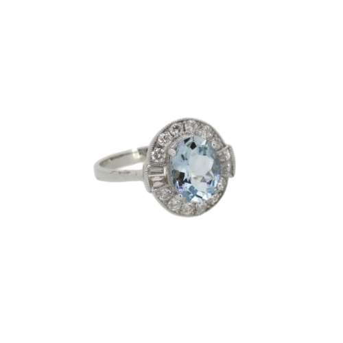 Aquamarine & Diamond Ring