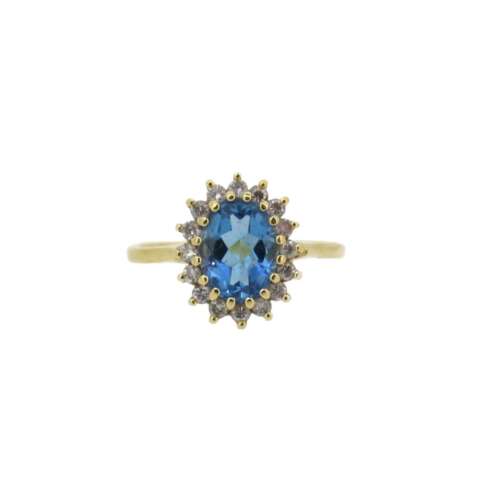 Blue Topaz & Diamond Ring