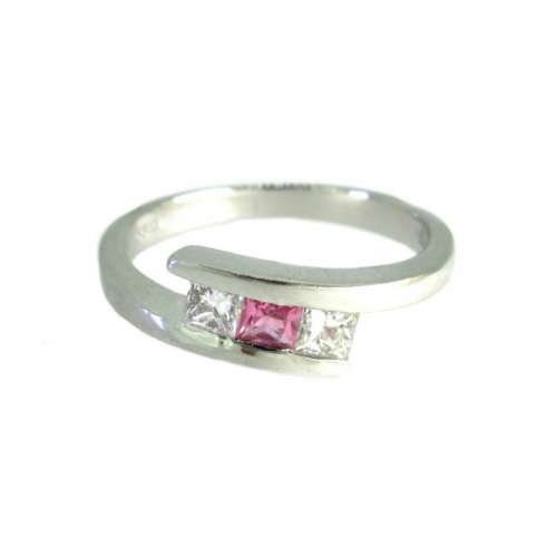 Pink Sapphire & Diamond Ring