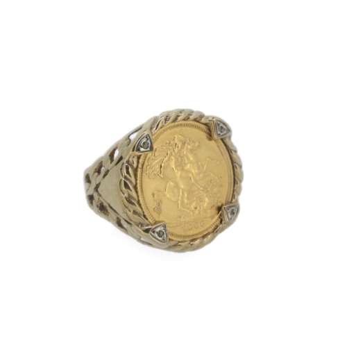 Mens Full Sovereign Ring