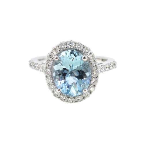 Aquamarine & Diamond Cluster Ring