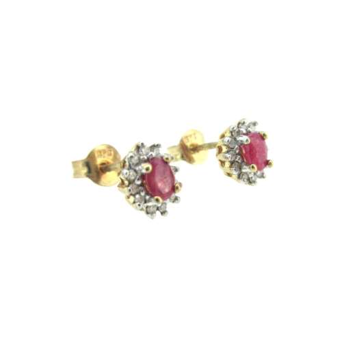 Ruby & Diamond Cluster Earrings