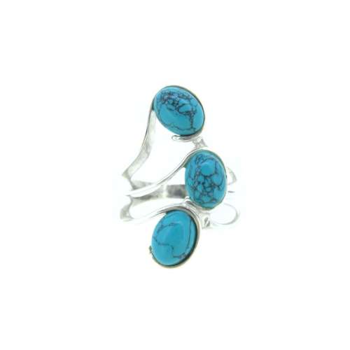 Turquoise Three Stone Silver Ring