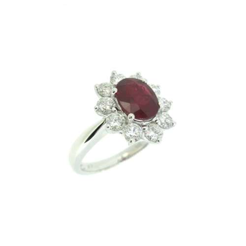 Ruby & Diamond Cluster Ring