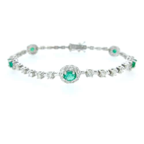 Emerald & Diamond White Gold Bracelet