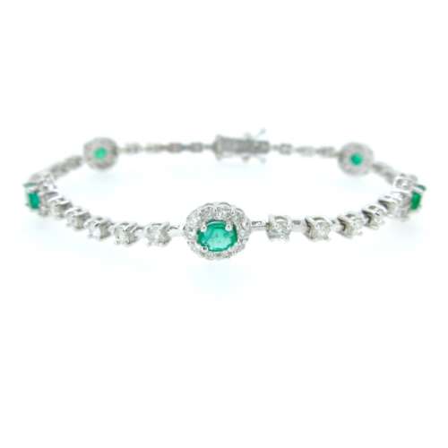 Emerald & Diamond White Gold Bracelet