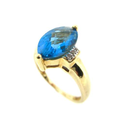 Blue Topaz & Diamond Ring