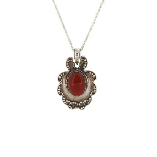 Red Agate Silver Necklace