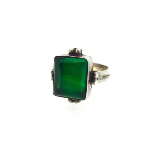Silver & Green Agate Ring